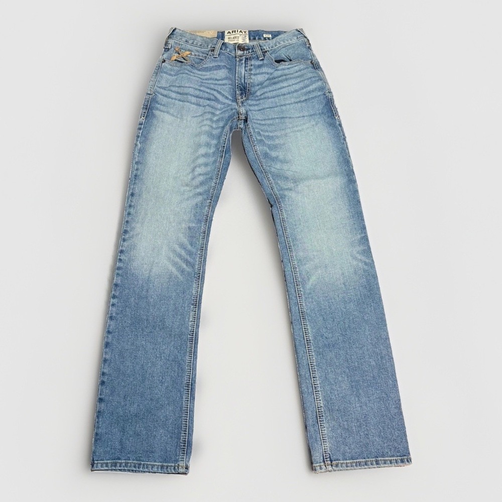 Ariat M4 Relaxed Straight Leg Jeans 31x34 Mens Stretch Light Wash Denim